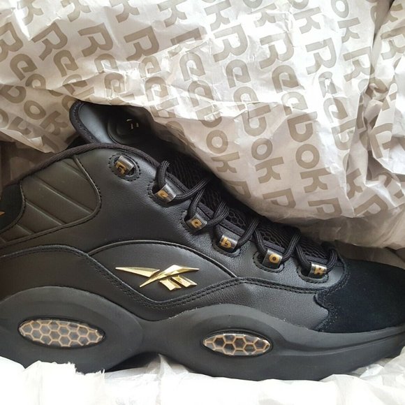Reebok Question Mid 'Black Gold' Basketball Shoes - Picture 7 of 7